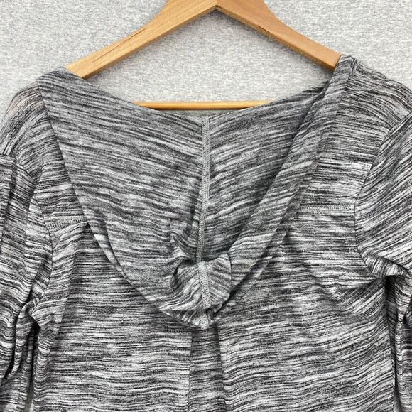 Maurices Blouse Womens Medium Gray Hoodie Twisted Open Front Long Sleeve - Picture 5 of 9